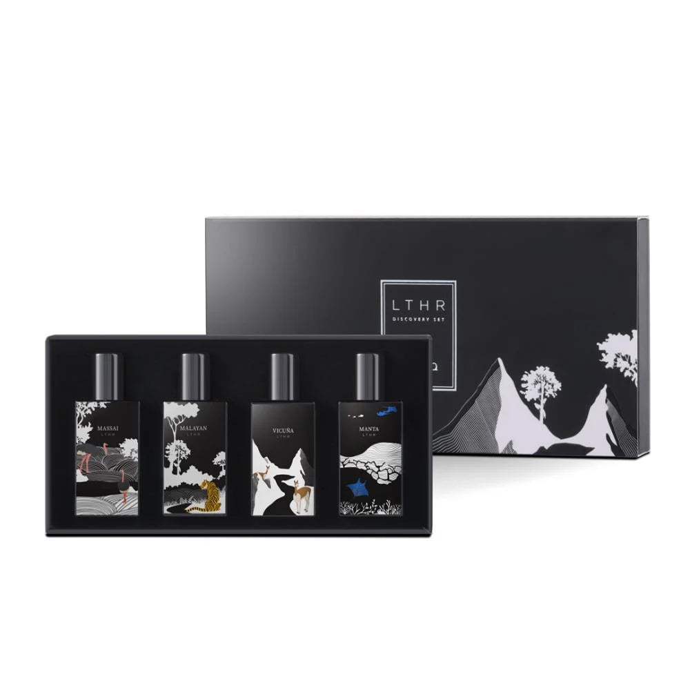 Ibraq Mini Lthr Collection (4 x 10ml) – Premium Unisex Travel Size Oud, Saffron & Leather Perfume Gift Set